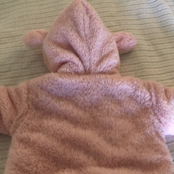 Baby Sherpa pink cozy one piece with ears - Picture 9 of 11